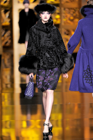 Chaqueta de piel negra falda estampada Christian Dior